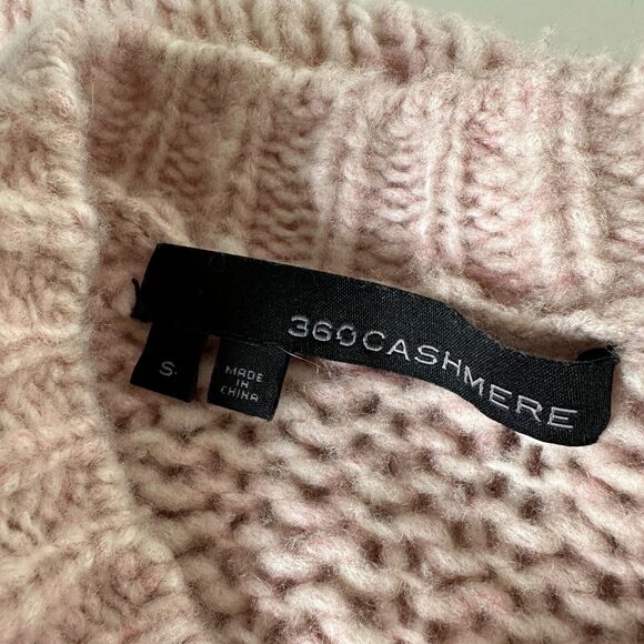 360 Cashmere Abbot Pale Rose Pink Loose Knit Crew Neck Band Cuff Neck Sweater S - Picture 7 of 11